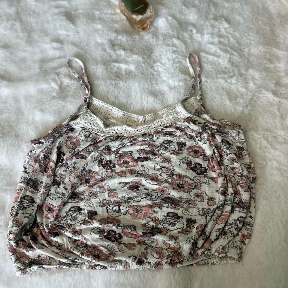 🎁Cape Juby Floral Lace Tank Top - Pink and White